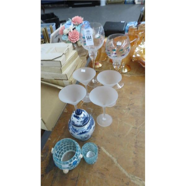 Fish Motif Artglass Stemware Décor & Martini Stems
