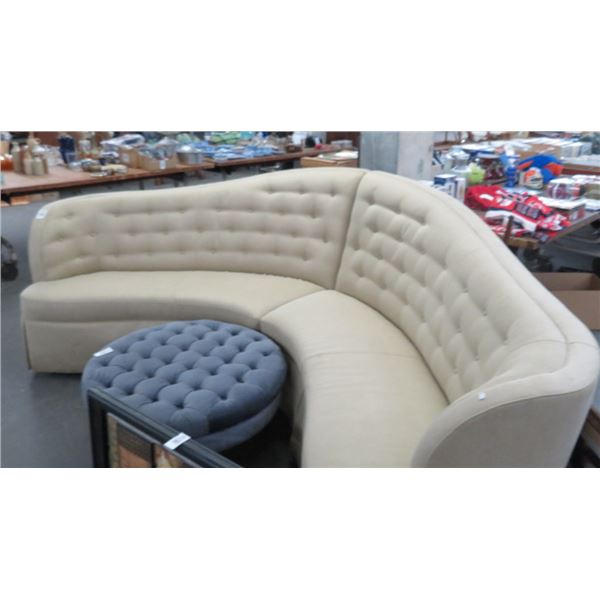 Tan Fabric Half Moon Sofa