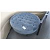 Image 1 : Blue Fabric Button Tufted Round Ottoman