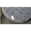 Image 2 : Blue Fabric Button Tufted Round Ottoman