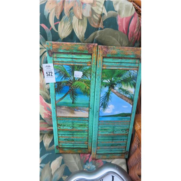 Painted Palm Tree Window Shutter Décor
