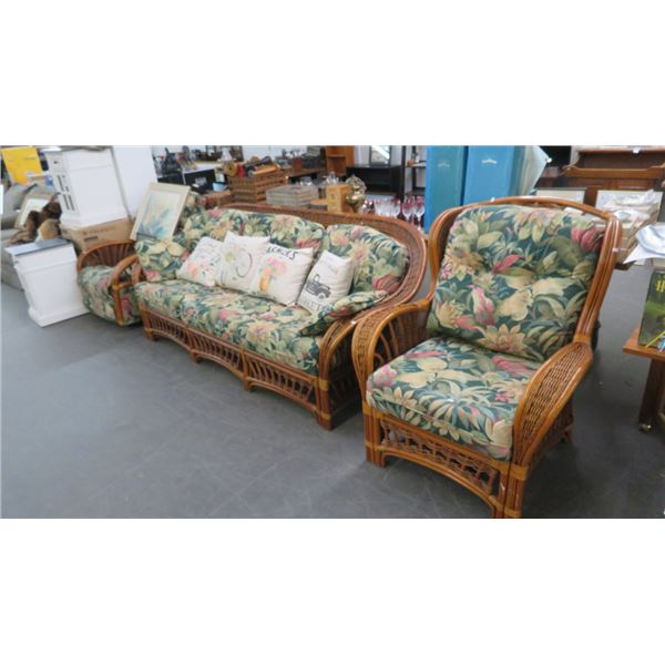 3 Pc. Bamboo w/Wicker Sofa & Armchair Set