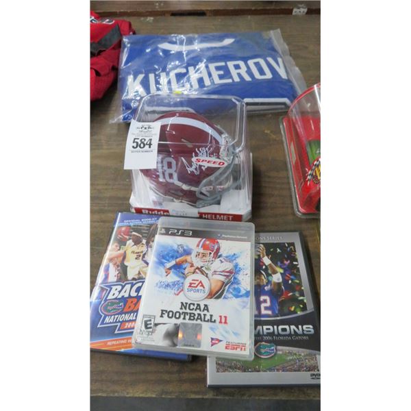 Riddle Autographed Mini Helmet, PS3 Game & DVD's