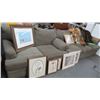 Image 1 : Off Green Fabric Sofa & Loveseat