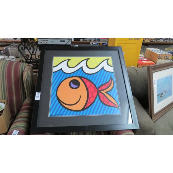 Colorful Fish Wall Art Signed Romero TG - 35" x 35"