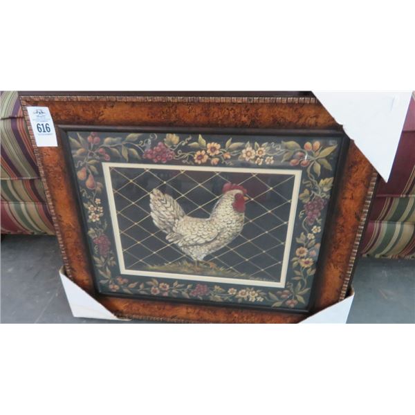 Framed Rooster Print - 26" x 22"