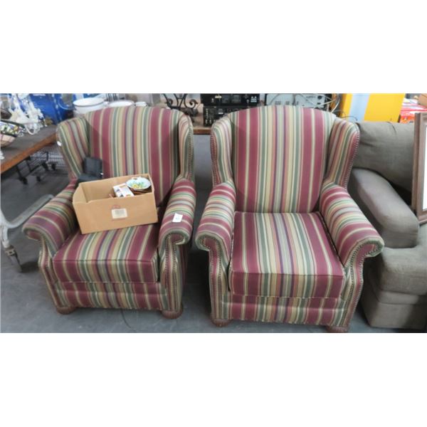 2-Striped Pattern Button Tufted Armchair - 2 X $