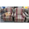 Image 1 : 2-Striped Pattern Button Tufted Armchair - 2 X $