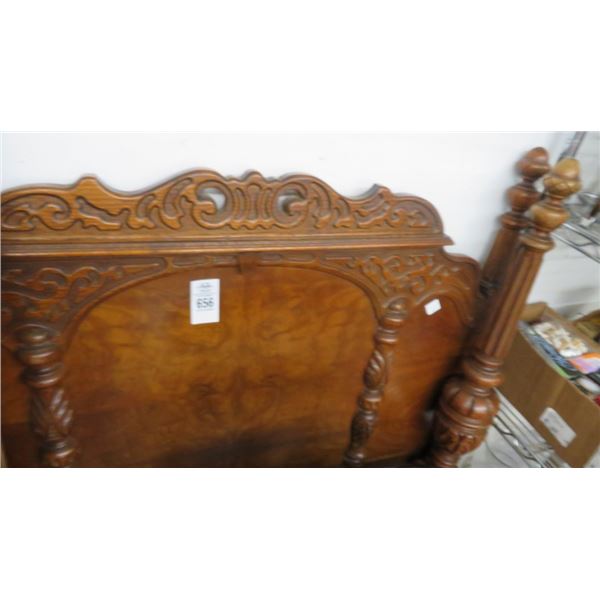 Carved Mahogany Twin Bed Frame