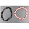 Image 1 : #97-NATURAL BLACK AGATE,PINK WATER MELON BRACELET