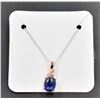 Image 1 : #73- NATURAL BLUE SAPPHIRE 7X9 & CZ PENDANT