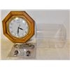 Image 1 : SKYTIMER WOODEN FRAME CLOCK SOLD WITH DRAPERY