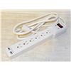 Image 1 : NEW WHITE 2M 6 OUTLET 2USB PORTS SURGE PROTECTED