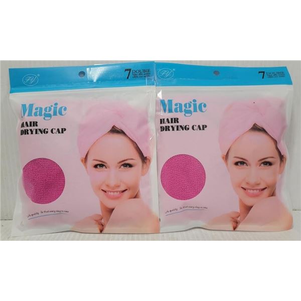 2 PACK SEALED MAGIC HAIR CAPS MAGENTA PINK