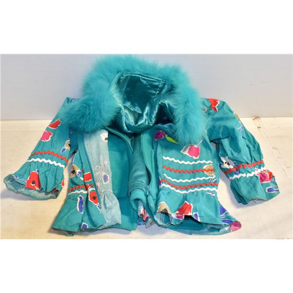 GIRLS SIZE 3 INUIT HANDMADE WINTER PARKA FELT/FUR