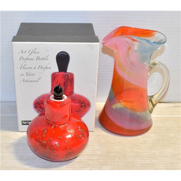 RED BOXED ART GLASS PERFUME BOTTLE WITH