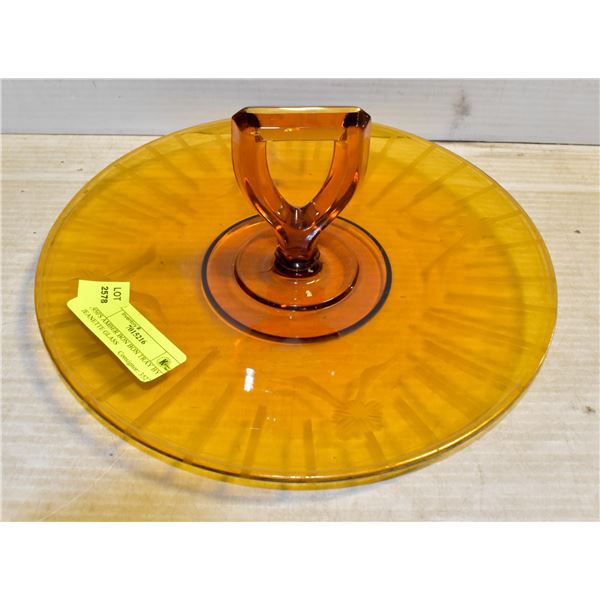 1950'S AMBER BON BON TRAY BY JEANETTE GLASS