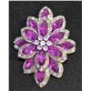 Image 1 : VINTAGE FLOWER BROOCH WITH PURPLE STONES