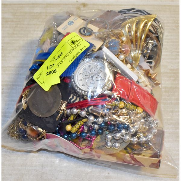 LARGE BAG OF ESTATE JEWELRY