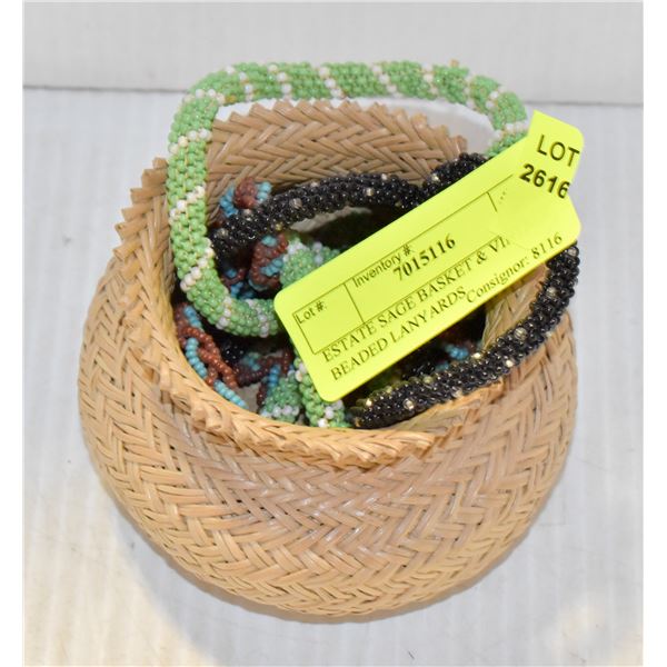 ESTATE SAGE BASKET & VINTAGE BEADED LANYARDS