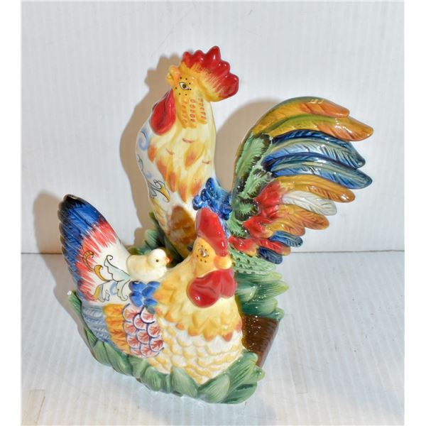 FITZ N FLOYD ROOSTER NAPKIN HOLDER