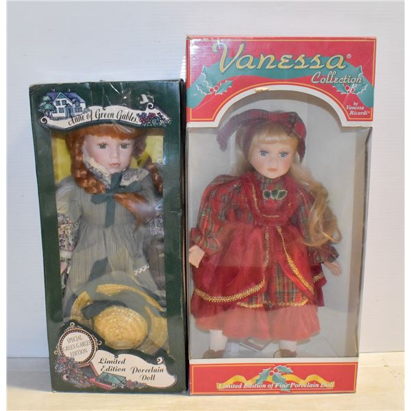 PAIR OF PORCELAIN DOLLS IN THEIR ORIGINAL BOXES