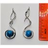 Image 1 : 14)  NATURAL TURQUOISE LONG DROP EARRINGS.