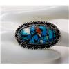 Image 1 : 13)  ELONGATED OVAL COPPER/TURQUOISE AND