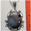 Image 1 : 7)  OVAL DENDRITIC OPAL PENDANT STAMPED 925