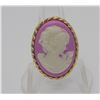Image 1 : 4)  GOLD TONE AND MAUVE CAMEO FASHION