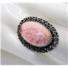 Image 1 : 10)  OVAL PINK SCOLECITE SIZE 6.75 RING,  SETTING