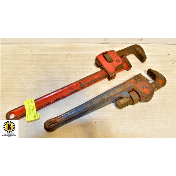 LOT OF 2 PIPE WRENCHES