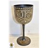 Image 1 : LARGE BRASS ETCHED GOBLET 10 INCH