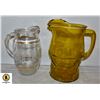 2PCS VINTAGE LIP PITCHERS AMBER HONEYCOMB