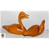 Image 1 : 2 WOOD CARVED GEESE