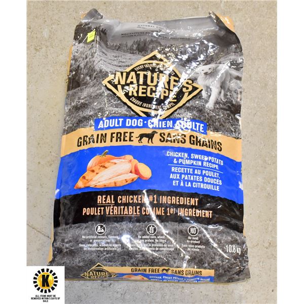 10.8KG BAG OF NATURES RECIPE DOG FOOD