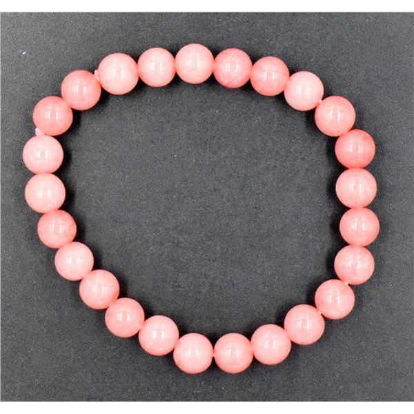 #91-NATURAL RHODOCHROSITE BEAD BRACELET 8MM/7.5"