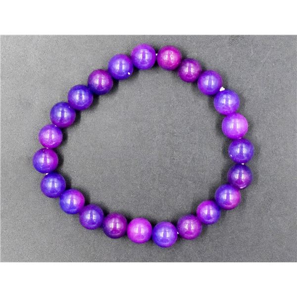 #102-NATURAL PURPLE SIGILLATE BEAD BRACELET 8MM/7.