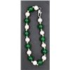 Image 1 : #142- FRESH WATER PEARL& GREEN EMERALD  BRACELET