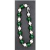 #142- FRESH WATER PEARL& GREEN EMERALD  BRACELET