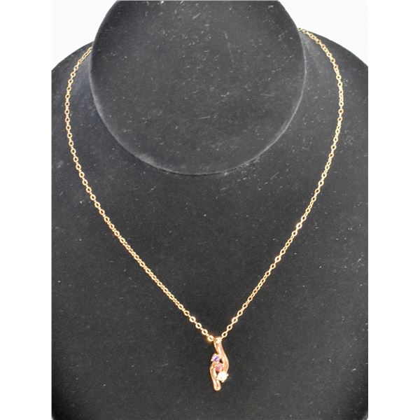 #365-GENUINE GARNET, TOPAZ PENDANT NECKLACE