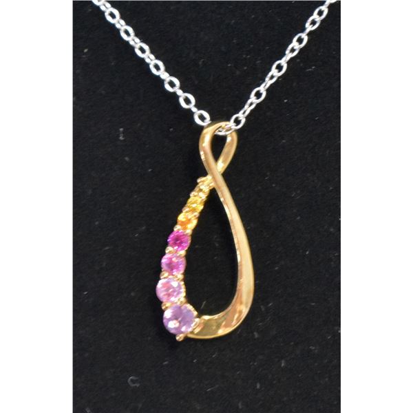 #366-GENUINE RUBY,CITRINE,AMETHYST PENDANT NECKLAC