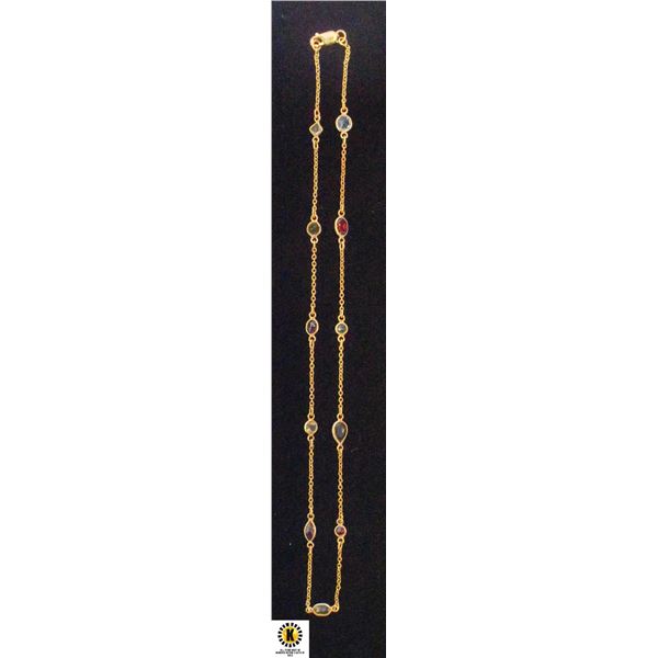 EC91-27 MULTI-STONE GOLD NECKLACE