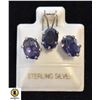Image 1 : EC91-20 GENUINE IOLITE SET : EARRINGS AND PENDANT
