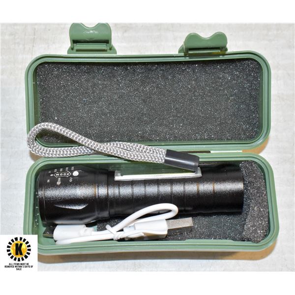 NEW WATERPROOF LED TORCH FLASH USB RECHARGEABLE