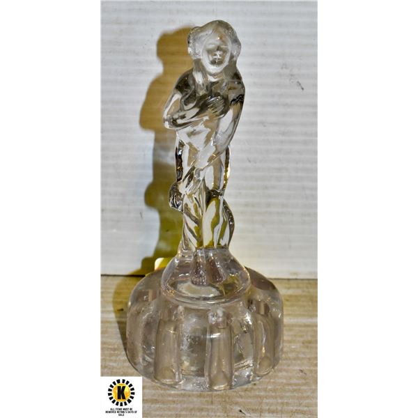 GLASS FIGURAL STEM VASE ANTIQUE