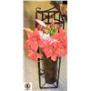 Image 1 : METAL WALL SHELF & VASE W/ARTIFICIAL FLOWER