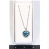 NEW TURQUOISE HEART PENDANT WITH CLEAR RHINESTONES