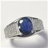 Image 1 : BZ1217-66 MENS SILVER SAPPHIRE AND CZ RING