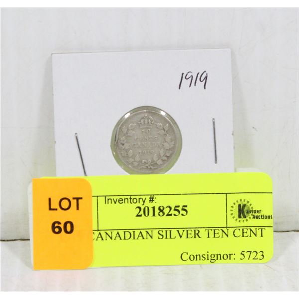 1919 CANADIAN SILVER TEN CENT